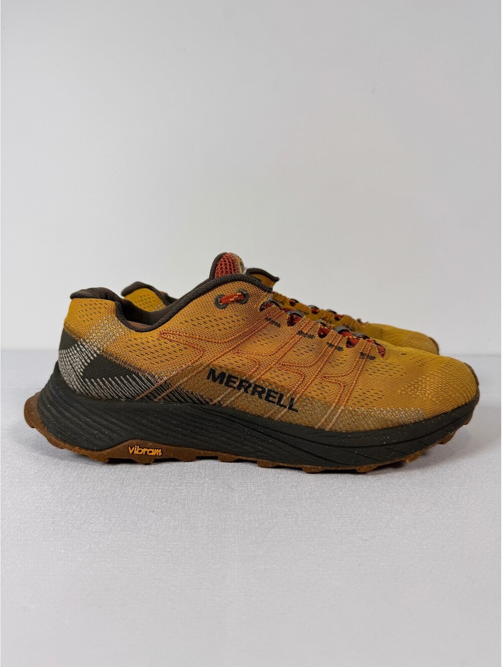 Merrell Moab Flight Tangerine Orange Trail Running Shoes Vibram FloatPro Men 9.5